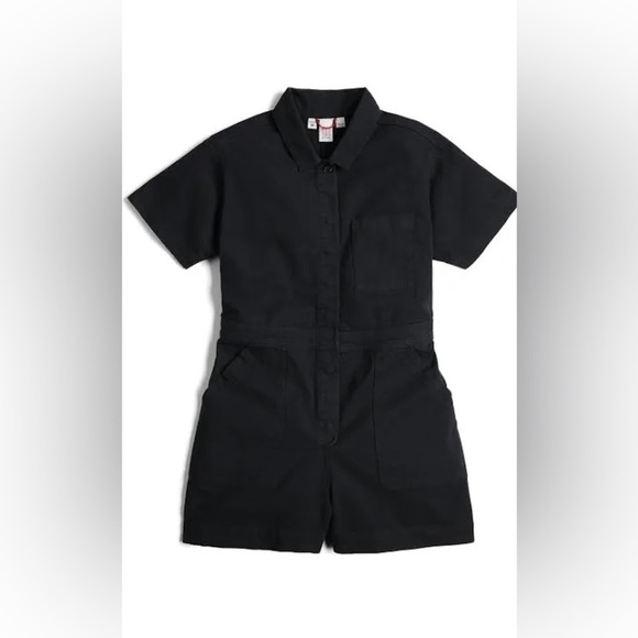 For Days SS Twill 100% Cotton Black Button-Up Romper size S - Picture 2 of 4